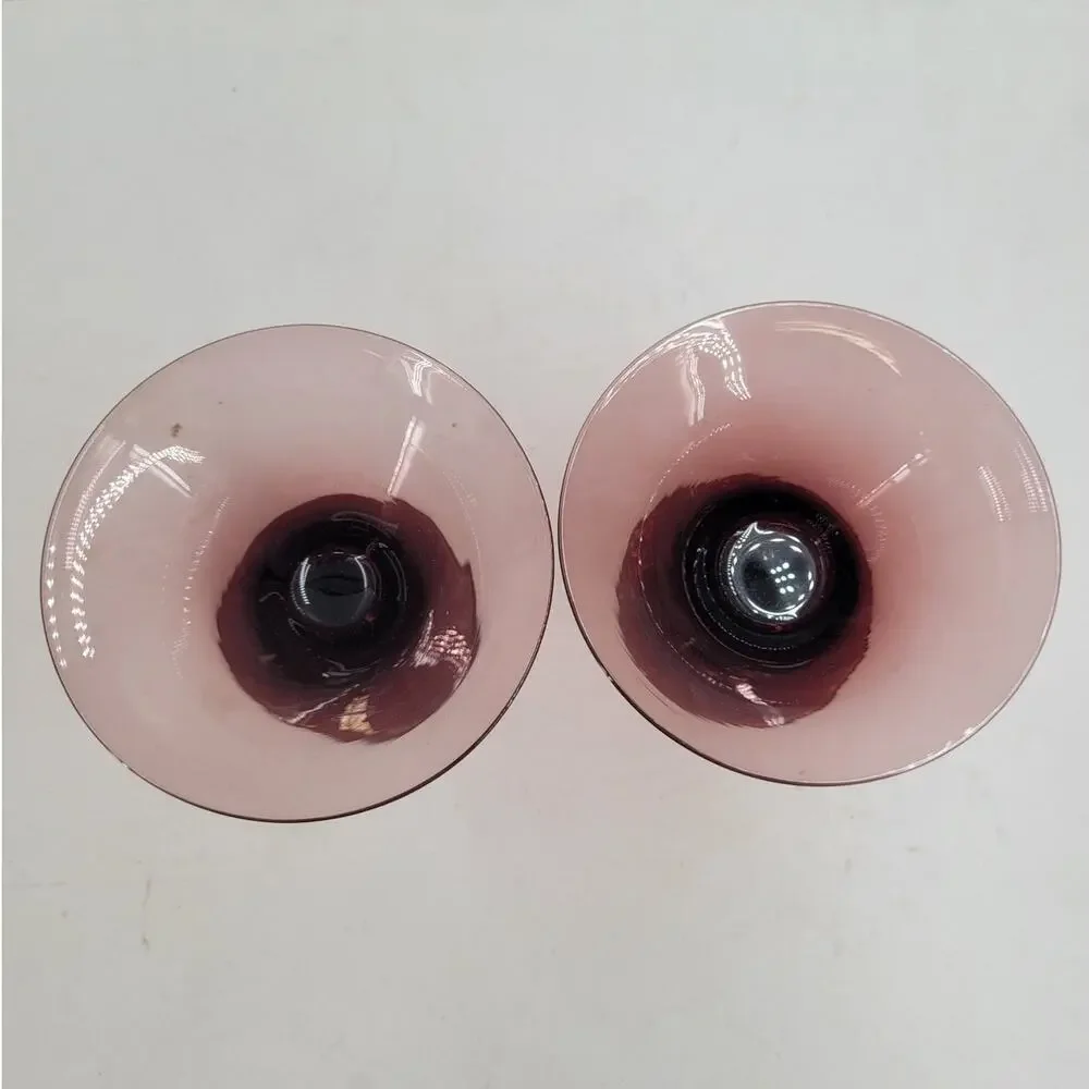 Vintage Empoli Amethyst Champagne‎ Glasses Purple Twisted Stem Pair whimsy 3-3